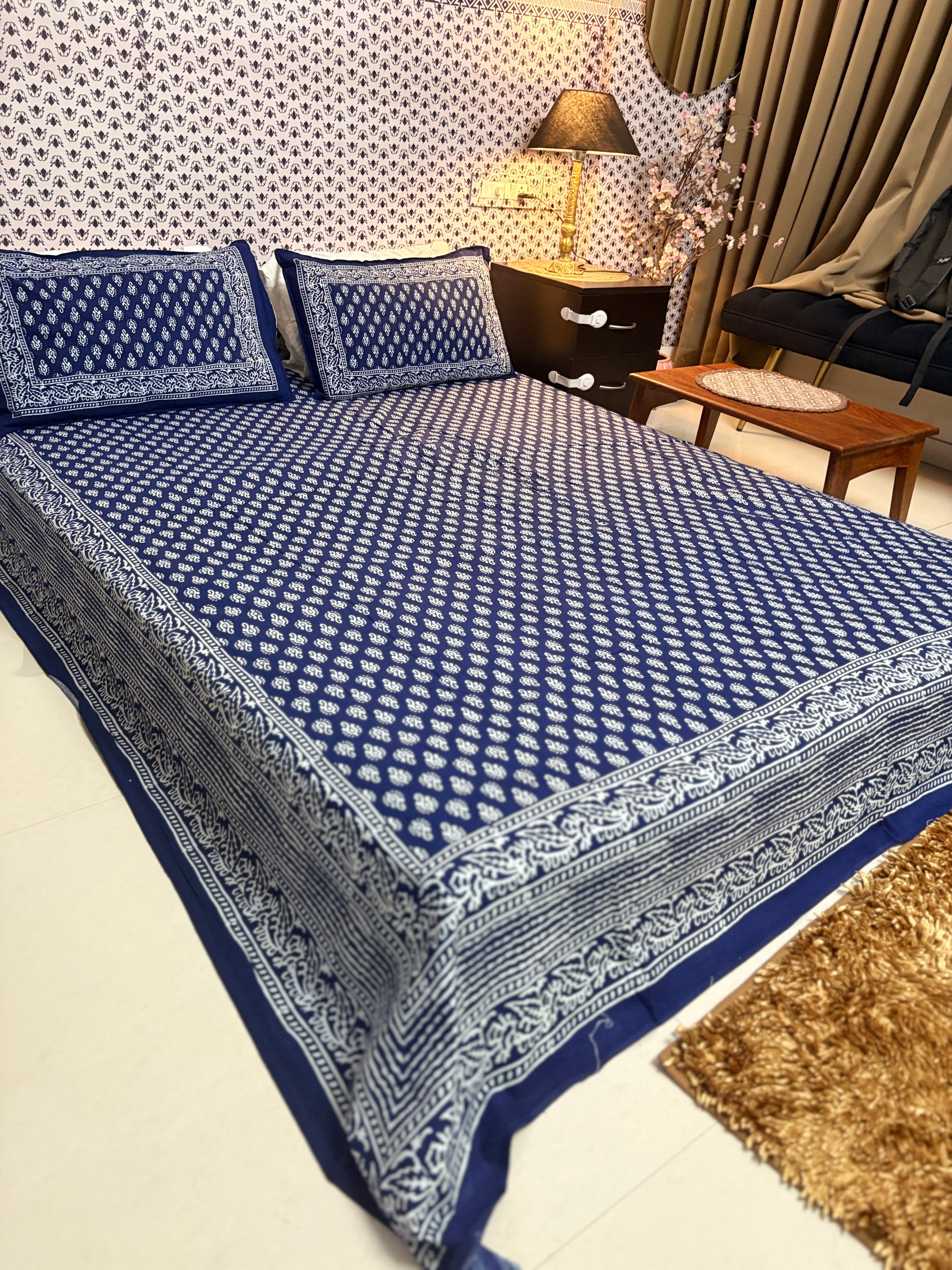 Premium indigo print bedsheet