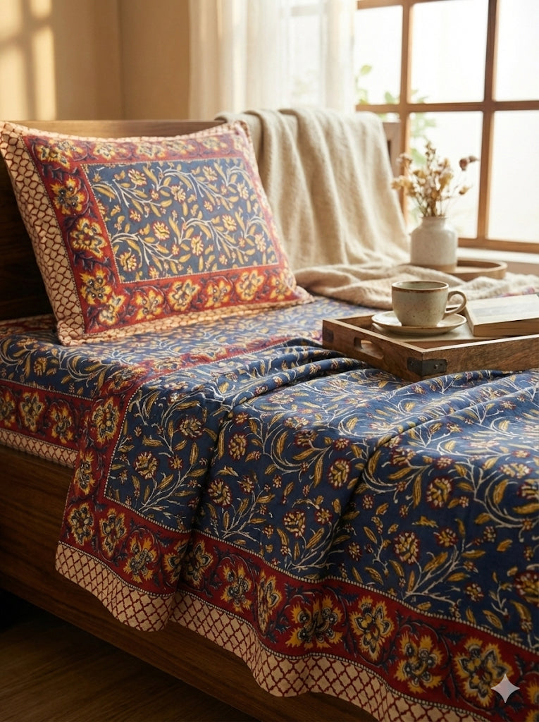 Cotton Queen Size Bedsheet – Hand Block Design