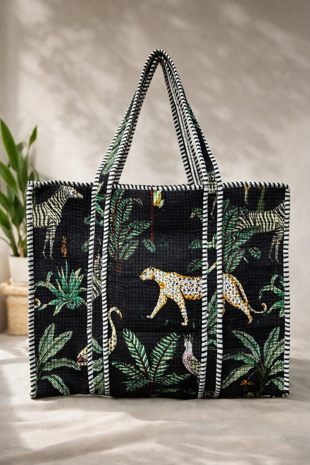 Black Quilted Tote Bag (Large)