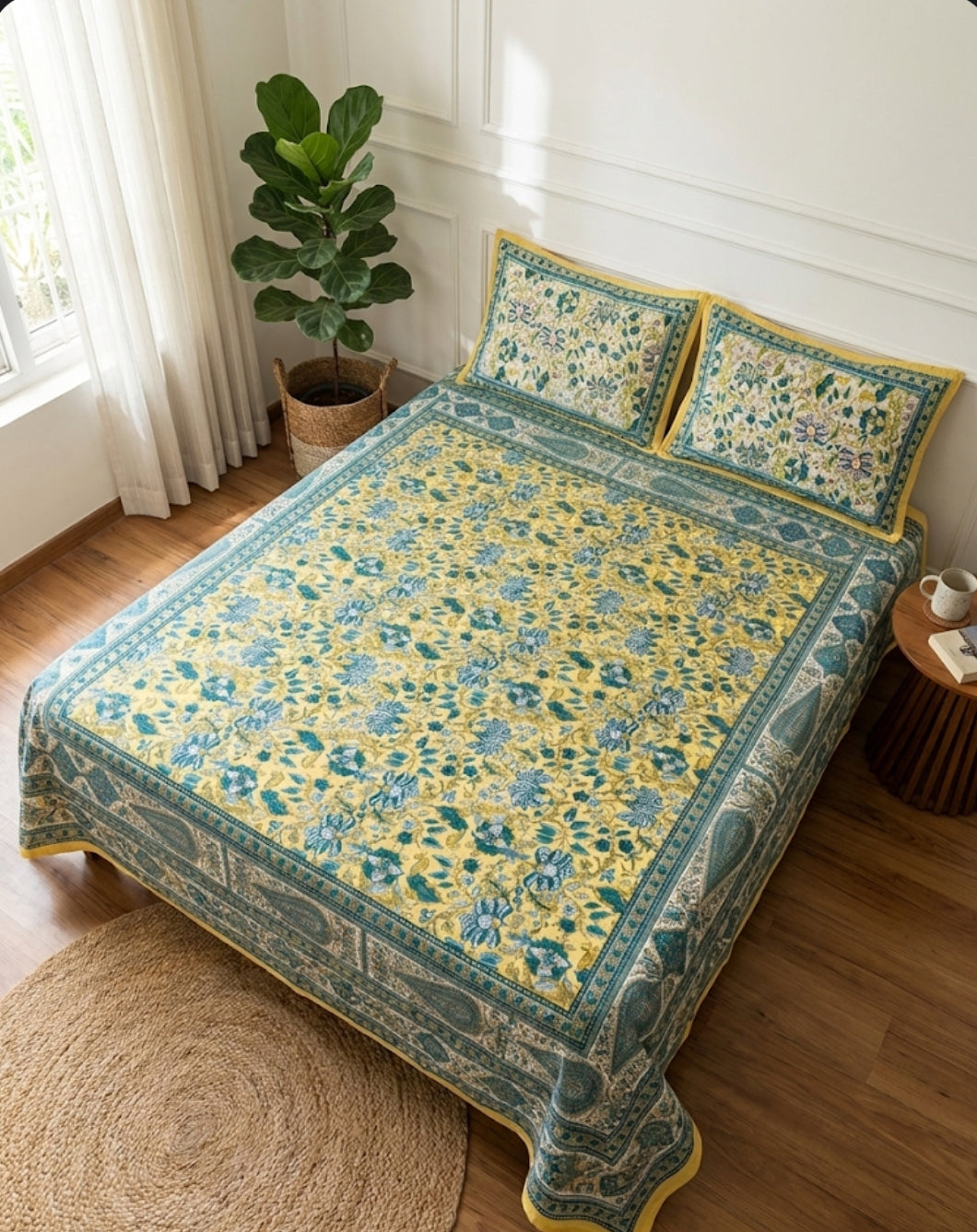 Bedsheet - Amayra yellow green