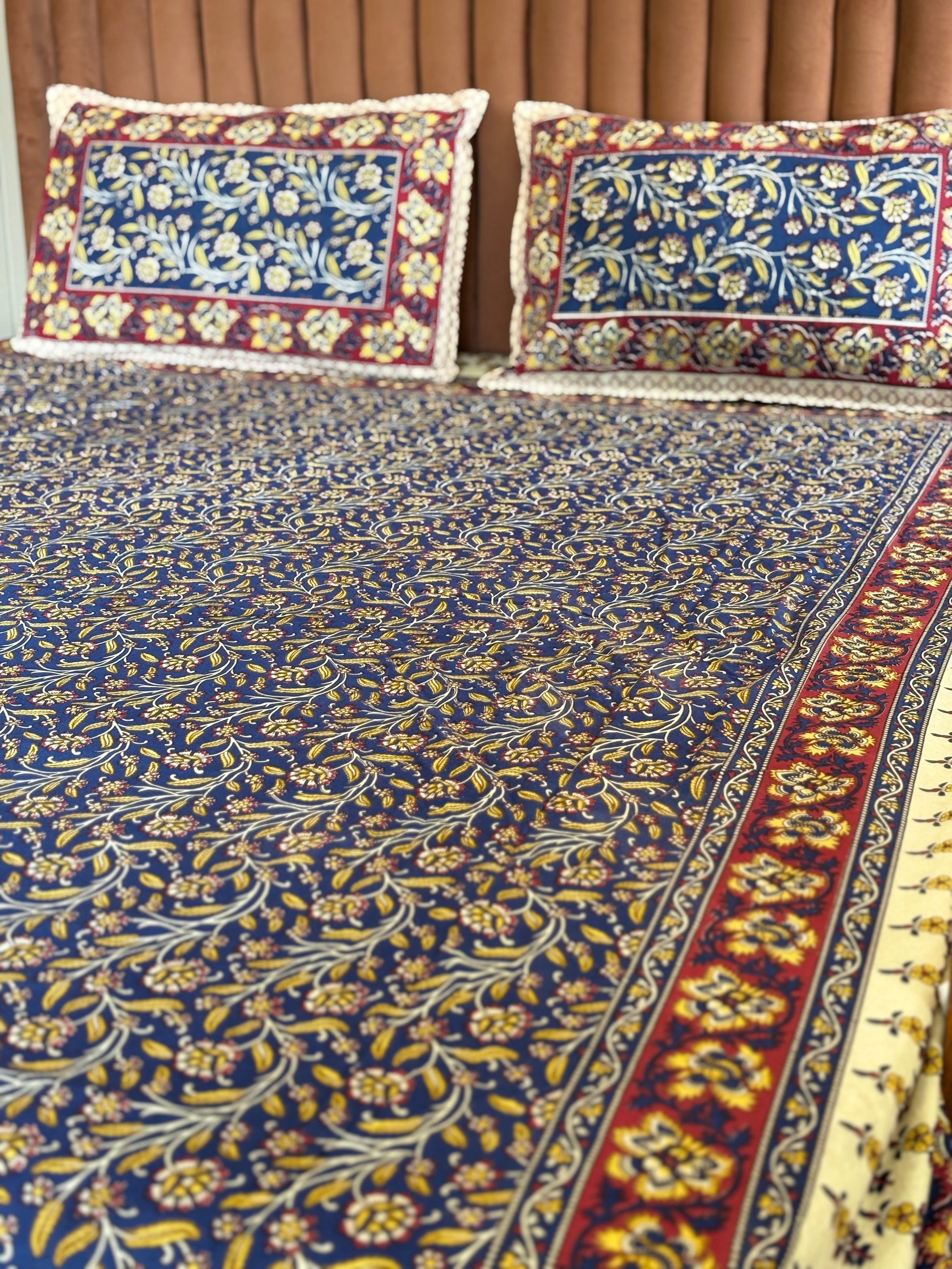 Cotton Queen Size Bedsheet – Hand Block Design