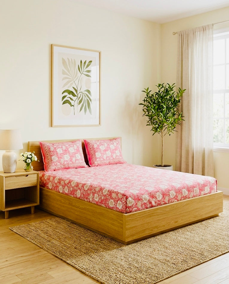 Amayra Premium Cotton Fitted Bedsheet – King Size (108x108 inches)